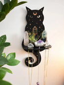 Axyaa Black Cat Moon Phase Wall Shelf: Witchy Room Decor & Crystal Display Stand