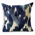 Axyaa Blue Texture Print Linen Cushion Case for Living Room Sofa - 40cm/45cm/50cm