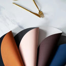 Axyaa Round PU Leather Placemats & Coaster Set for Kitchen and Coffee Shop