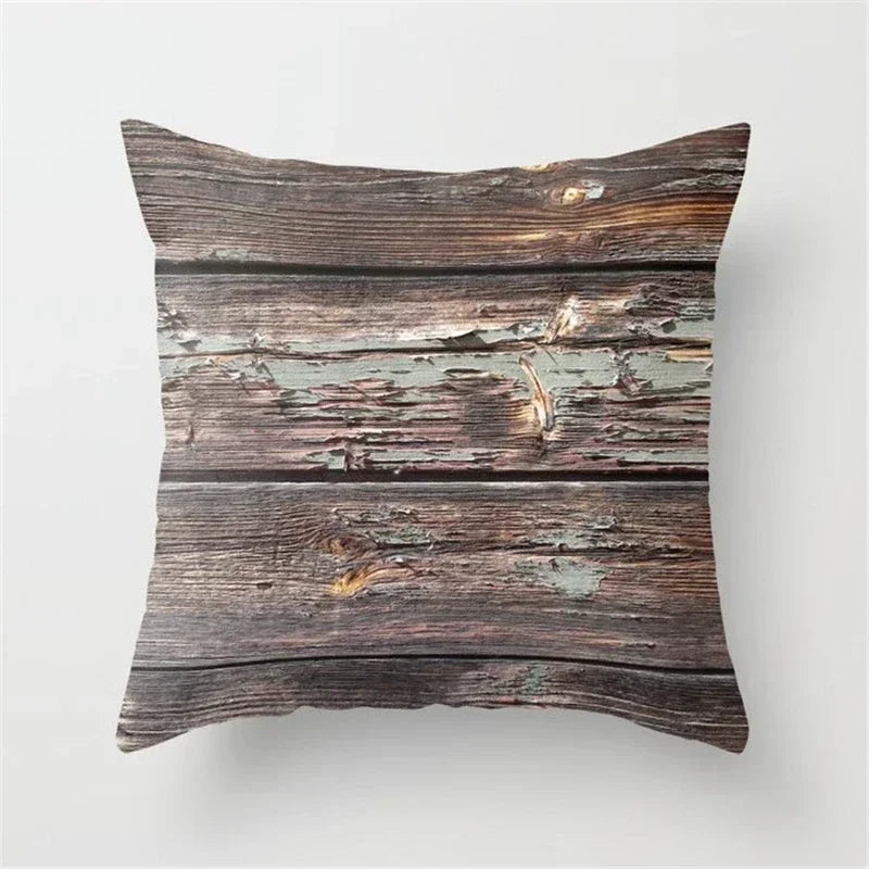 Axyaa Wood Texture Marble Pillowcases - Geometric Cushions Case for Home Decor