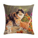 Axyaa Cute Cat Pet Pattern Pillow Cover Linen Throw Pillow 45*45cm