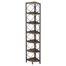 Axyaa 7-Tier Tall Industrial Corner Bookcase for Small Spaces