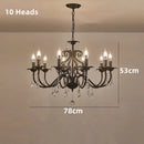 Axyaa Vintage Wrought Iron Chandelier with Clear Crystals
