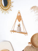 Axyaa Leaf Tassel Wall Shelf: Botanical Wooden Stand for Plant Display & Boho Home Decor