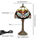 Axyaa Baroque Style Stained Glass Table Lamp Vintage Desk Small Bedside Bedroom Office Reading