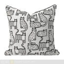 Axyaa Black & White Velvet Cat Embroidered Cushion - Modern, Simple, Children's Room