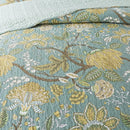 Axyaa Green Floral Reversible Patchwork Quilt Set - Queen Size