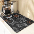 Axyaa Coffee Pattern Placemats Set for Table Cups Coaster Drainer Diatomaceous Earth Mat