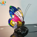 Axyaa Butterfly Night Light: Stained Glass Tiffany Style LED Table Lamp Art Decoration