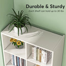 Axyaa Tall White Bookshelf with 12 Cube Storage - Modern Home Office Furniture