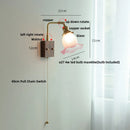 Axyaa Brass Walnut Wood Glass Wall Sconce LED Lamp Rotation Stair Light