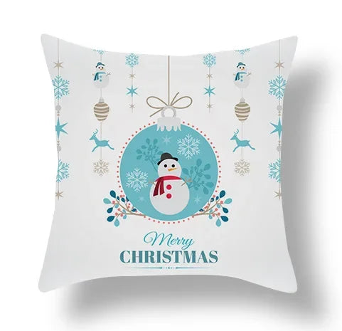 Axyaa Blue Ornament Pillowcase: Festive Home Decor Cushion Cover for Christmas & New Year