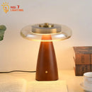 Axyaa Gold Lustre Wood Table Lamp LED for Bedroom Living Room Bar