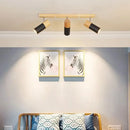Axyaa Nordic Wooden Ceiling Light with Rotatable Spotlight for Home Lighting