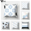 Axyaa Geometric Polyester Cushion Cover 45x45cm, Blue Gray Home Decor Pillowcase
