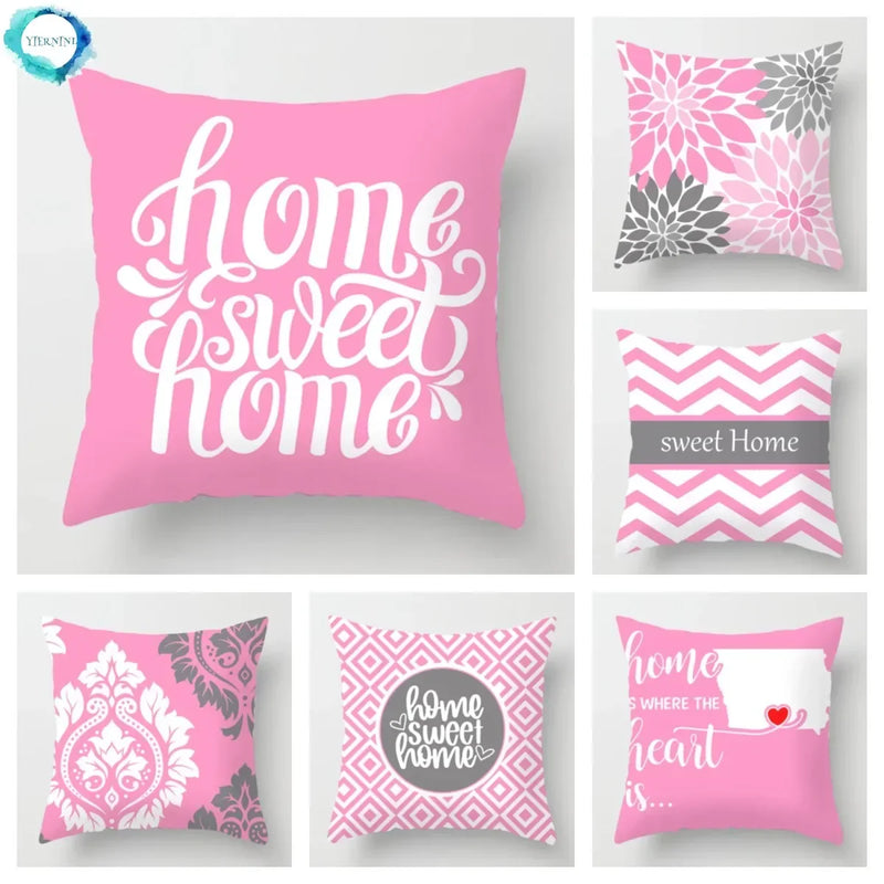 Axyaa Nordic Pink Sweet Home Sofa Cushion Cover, Cozy Living Room Decor