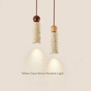 Axyaa Travertine Stone Cylinder LED Pendant Lights for Home Bedside Decor