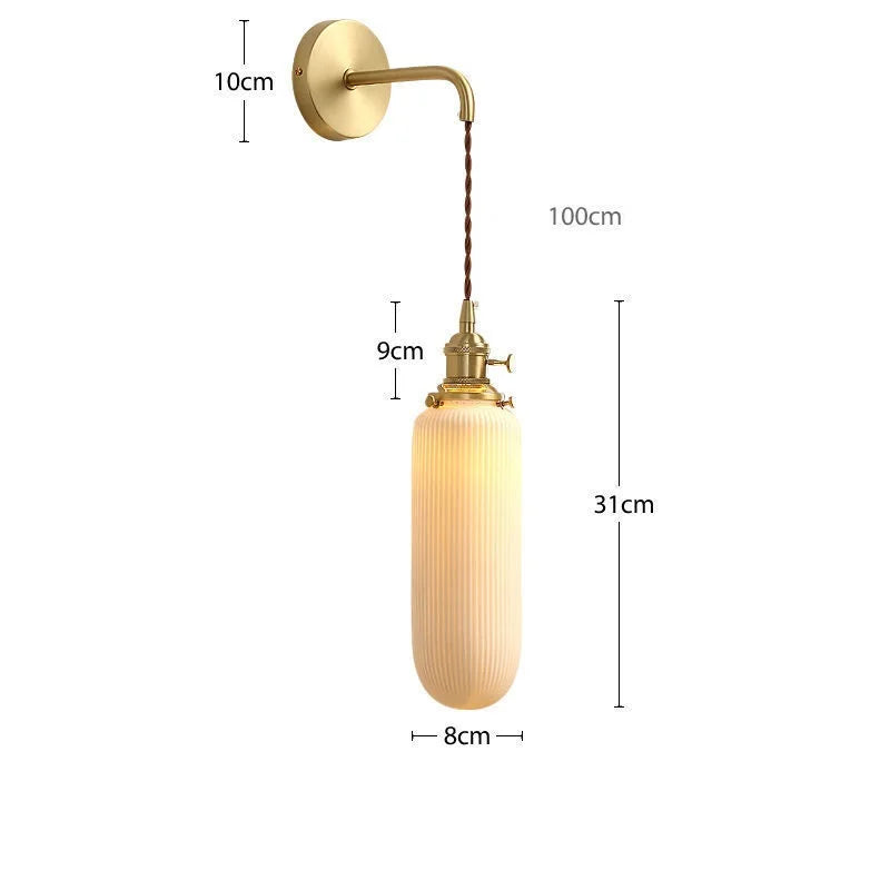Axyaa Nordic LED Wall Light - Adjustable Copper Ceramic Fixture for Bedroom Living Room