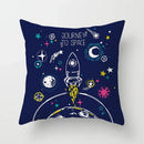 Axyaa Space Cat Moon Cushion Cover Universe Sun Planet Rocket Pillowcase