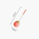 Cute Kawaii Strawberry Ceramic Soup Spoon by Axyaa: Hand Painted Long Handle Kitchen Accessory