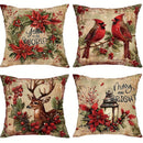 Axyaa Retro Christmas Reindeer Pillowcase Cover