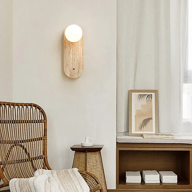 Axyaa Wabi Sabi Stone Wall Sconce: Nordic Style Bedroom Living Room Lamp
