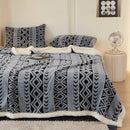 Axyaa Diamond Grid Jacquard Throw Blanket in New Bohemia Style