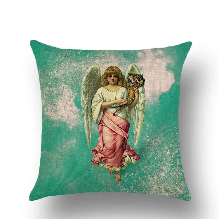 Axyaa Angel Baby Linen Cushion Cover - Home Decor, Sofa, Office, Christmas