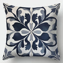 Axyaa Blue Floral & Geometric Print Throw Pillow Covers, 17.7" Square, Zip Closure