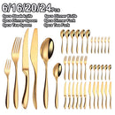 Axyaa Gold Stainless Steel Cutlery Set - Knife Fork Spoon Flatware