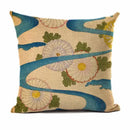 Axyaa Floral Wave Pattern Cotton Linen Throw Pillow Cover Home Decor Sofa 45x45cm