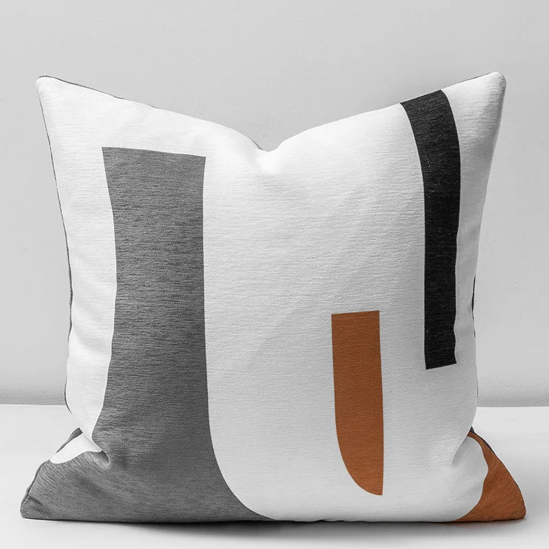 Soft Chenille Geometric Cushion Cover 45x45 for Neutral Home Decor - Axyaa