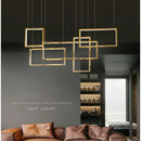 Axyaa Geometric Gold LED Pendant Chandelier for Dining Kitchen Island