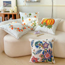 Axyaa Pastoral Flower Embroidery Canvas Pillowcase - 45x45cm Square Cushion Cover