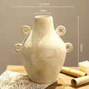 Axyaa Retro Pottery Vase with Geometric Handle for Home Decor