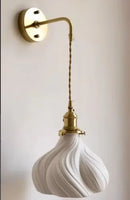 Axyaa Ceramic Pull Chain LED Wall Sconce Copper Arm Modern Wall Lamp