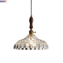 Axyaa Modern LED Pendant Light with Wood Handle & Clear Glass