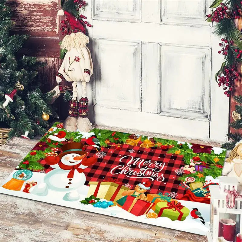 Christmas Dwarf Print Floor Mat for Living Room and Balcony Decoration by Axyaa