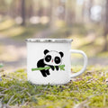 Axyaa Flower Panda Enamel Water Cup with Handle - Kid's Creative Drink Mug