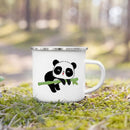 Axyaa Flower Panda Enamel Water Cup with Handle - Kid's Creative Drink Mug