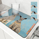 Watercolor Dog Drying Mat by Axyaa - Absorbent Kitchen Draining Pad for Faucet