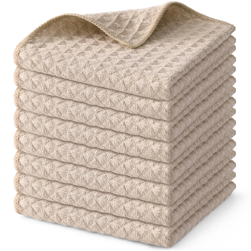 Axyaa Microfiber Waffle Kitchen Towels - Ultra Absorbent Cleaning Rags