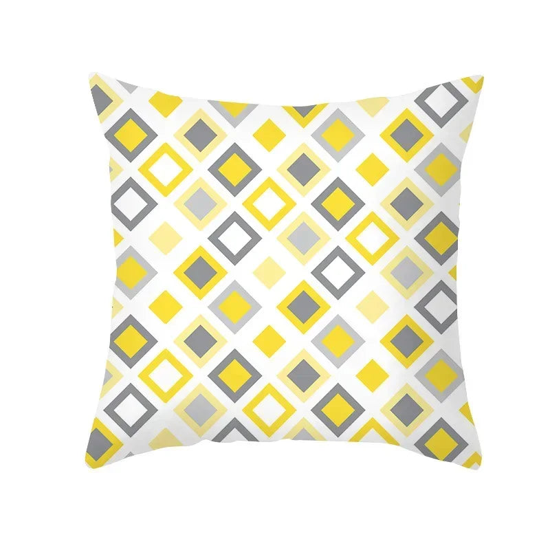 Yellow Gray Geometric Print Pillow Cover 45*45cm for Axyaa - Home Decor Essential