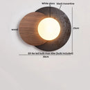 Axyaa Luxury LED Wall Light Black Travertine Glass Wood Japan Style Bedside Lamp