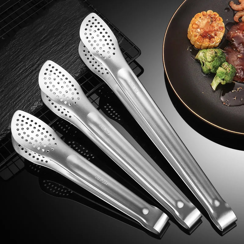 Axyaa Stainless Steel Non-Slip Food Tongs, BBQ Cooking Clip Kitchen Accessories