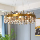 Axyaa Smoke Grey Crystal Chandelier: Luxury LED Hanging Lamp for Home Decor