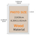 Axyaa 8x12 Black White Wood Grain Frame for A4 Poster Canvas Display Stand