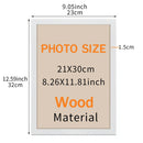 Axyaa 8x12 Black White Wood Grain Frame for A4 Poster Canvas Display Stand