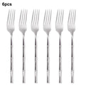 Axyaa Sliverware Set: 30Pcs Stainless Steel Cutlery with Bamboo Handle