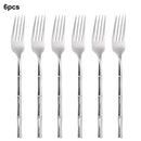 Axyaa Sliverware Set: 30Pcs Stainless Steel Cutlery with Bamboo Handle